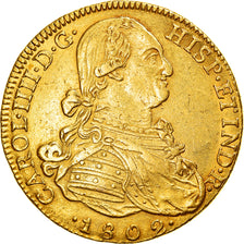 Coin, Colombia, Charles IV, 8 Escudos, 1802, Nuevo Reino, EF(40-45), Gold