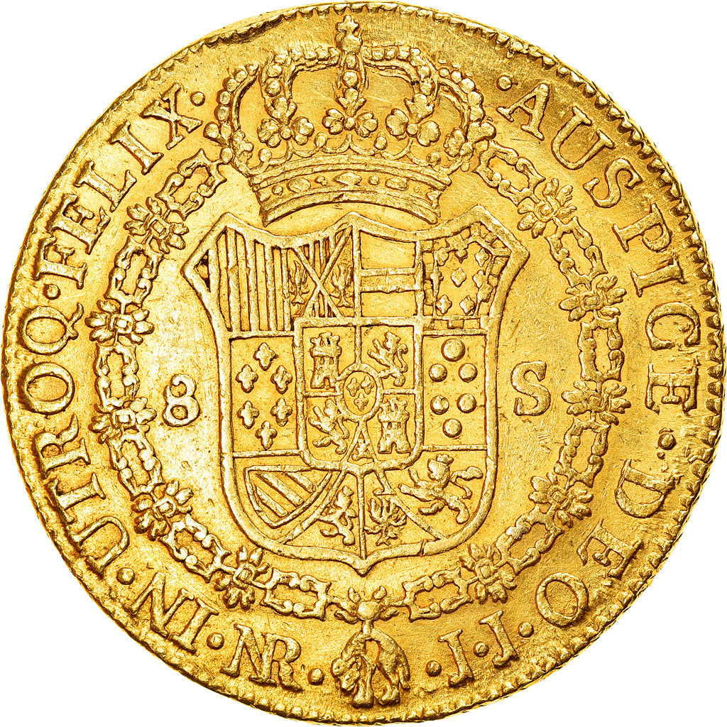 Moneda, Colombia, Charles IV, 8 Escudos, 1802, Nuevo Reino, MBC, Oro, KM:62.1