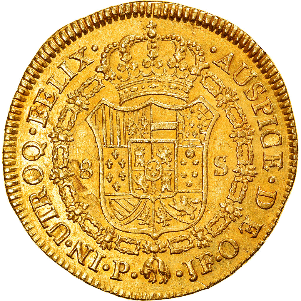 Moneda, Colombia, Charles IV, 8 Escudos, 1800, Popayan, MBC, Oro, KM:62.2