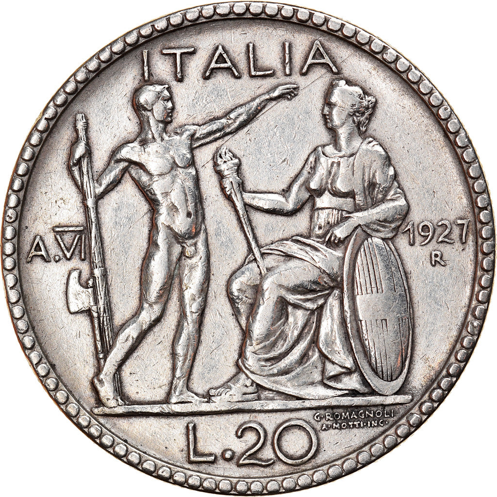 Moneta, Italia, Vittorio Emanuele III, 20 Lire, 1927, Rome, BB, Argento, KM:69