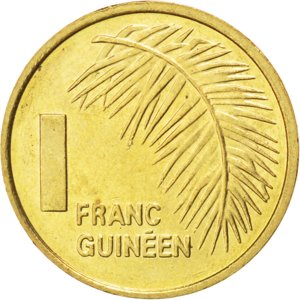 Coin, Guinea, Franc, 1985, MS(63), Brass Clad Steel, KM:56