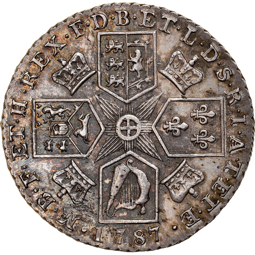 Coin, Great Britain, George III, Shilling, 1787, AU(55-58), Silver, KM:607.1