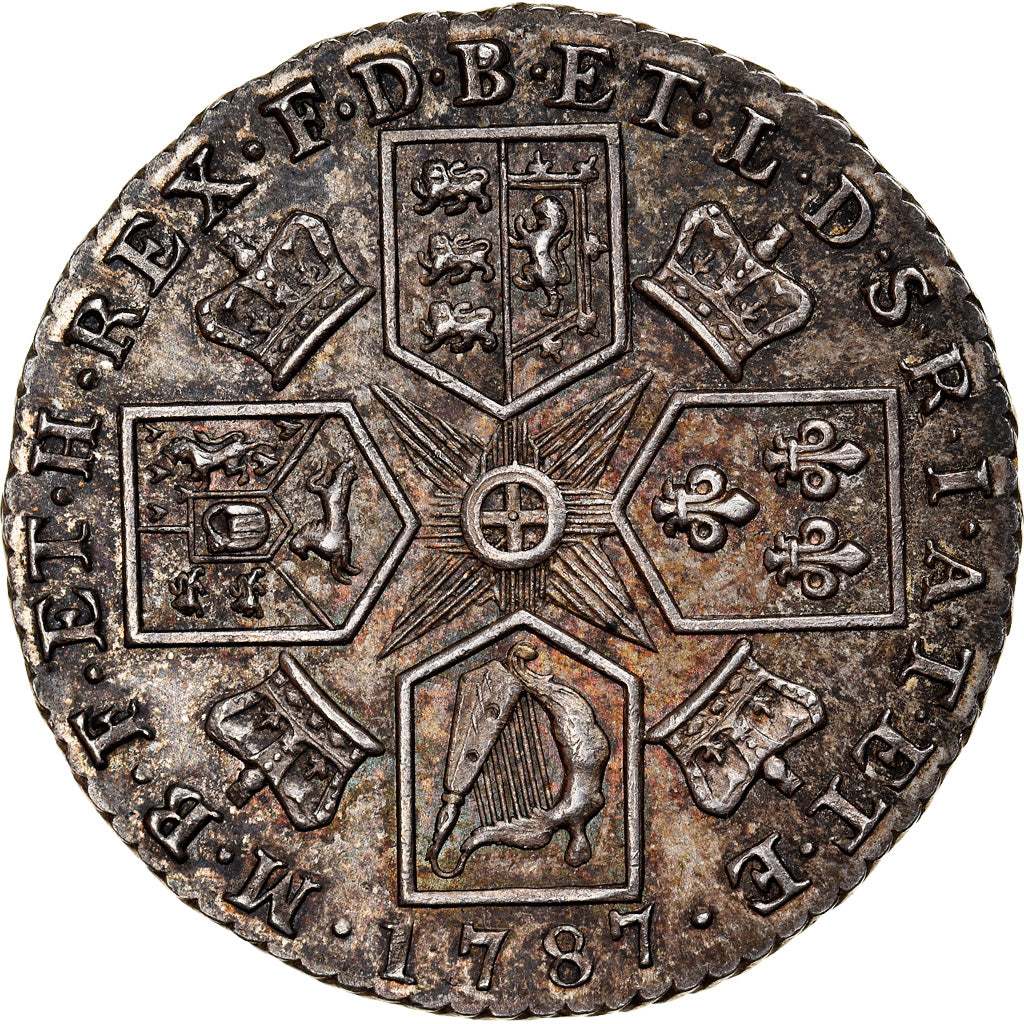 Coin, Great Britain, George III, Shilling, 1787, AU(55-58), Silver, KM:607.1
