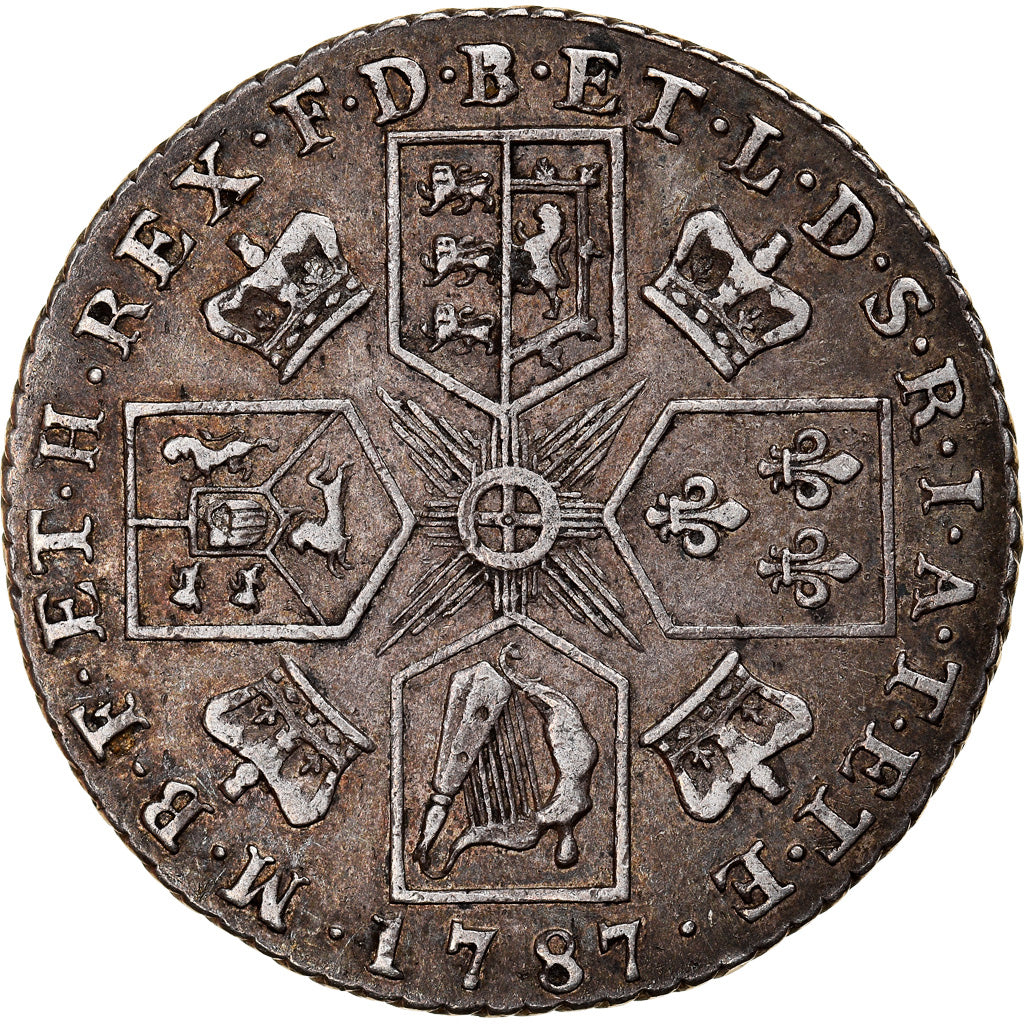 Coin, Great Britain, George III, Shilling, 1787, EF(40-45), Silver, KM:607.1