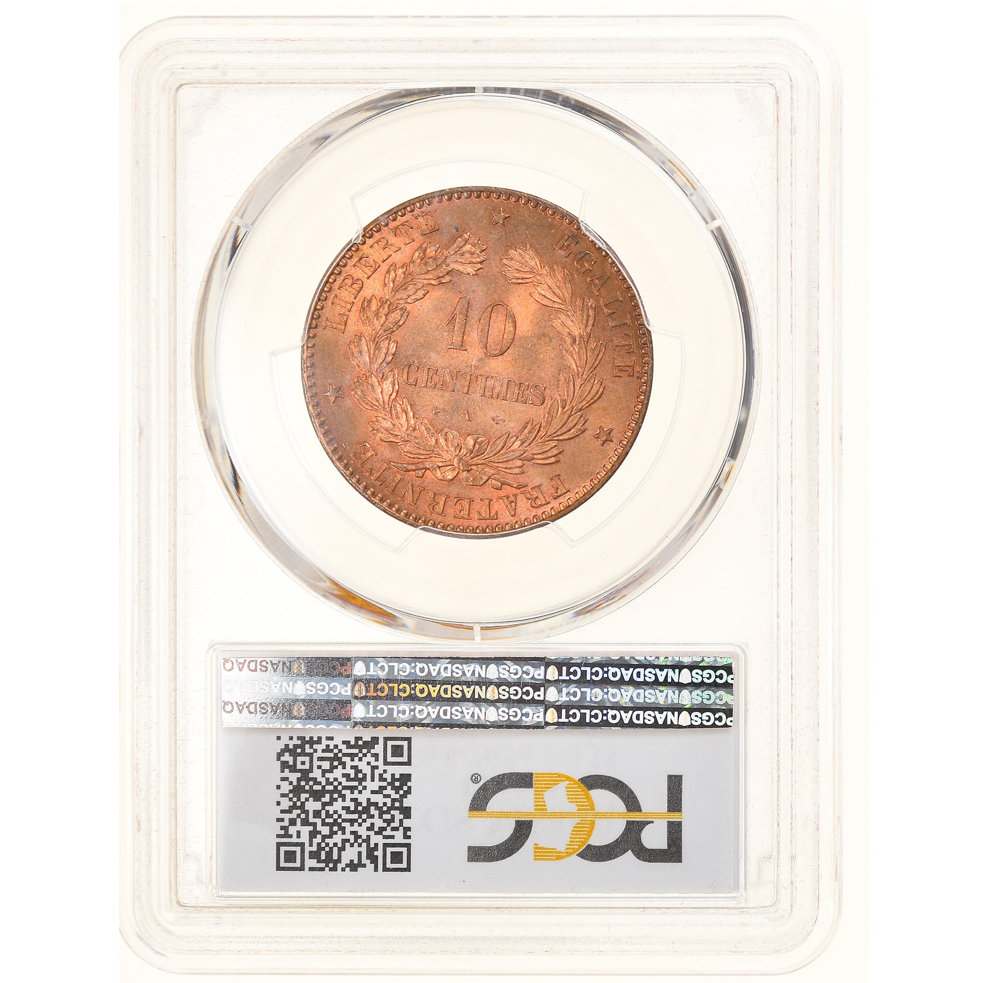 Coin, France, Cérès, 10 Centimes, 1872, Paris, PCGS, MS65RD, MS(65-70)