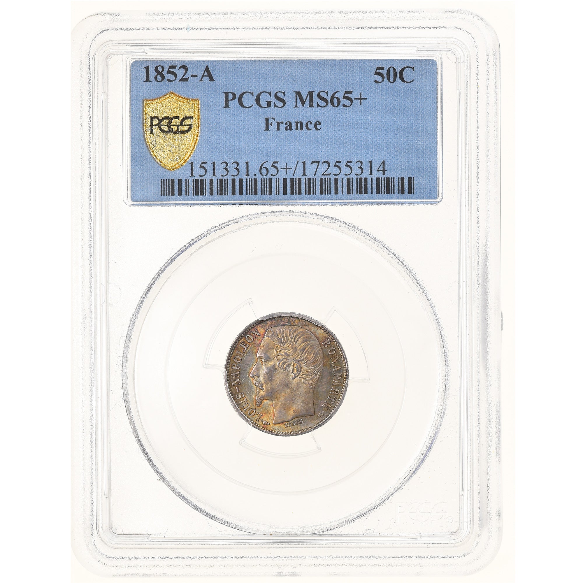 Coin, France, Napoléon III, 50 Centimes, 1852, Paris, PCGS, MS65+, MS(65-70)
