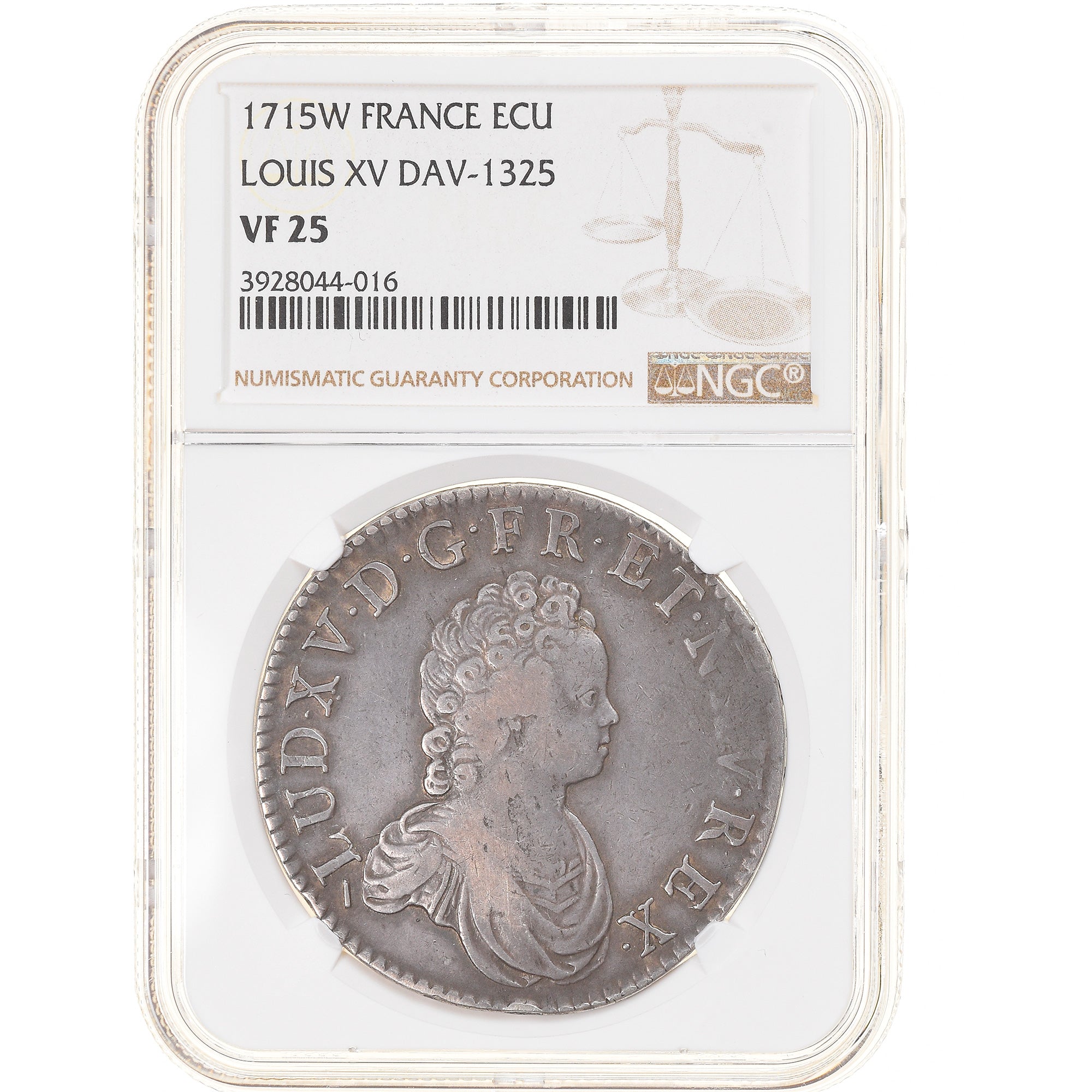 Monnaie, France, Louis XV, Écu aux 3 couronnes, Ecu, 1715, Lille, Rare, NGC
