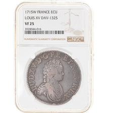 Monnaie, France, Louis XV, Écu aux 3 couronnes, Ecu, 1715, Lille, Rare, NGC