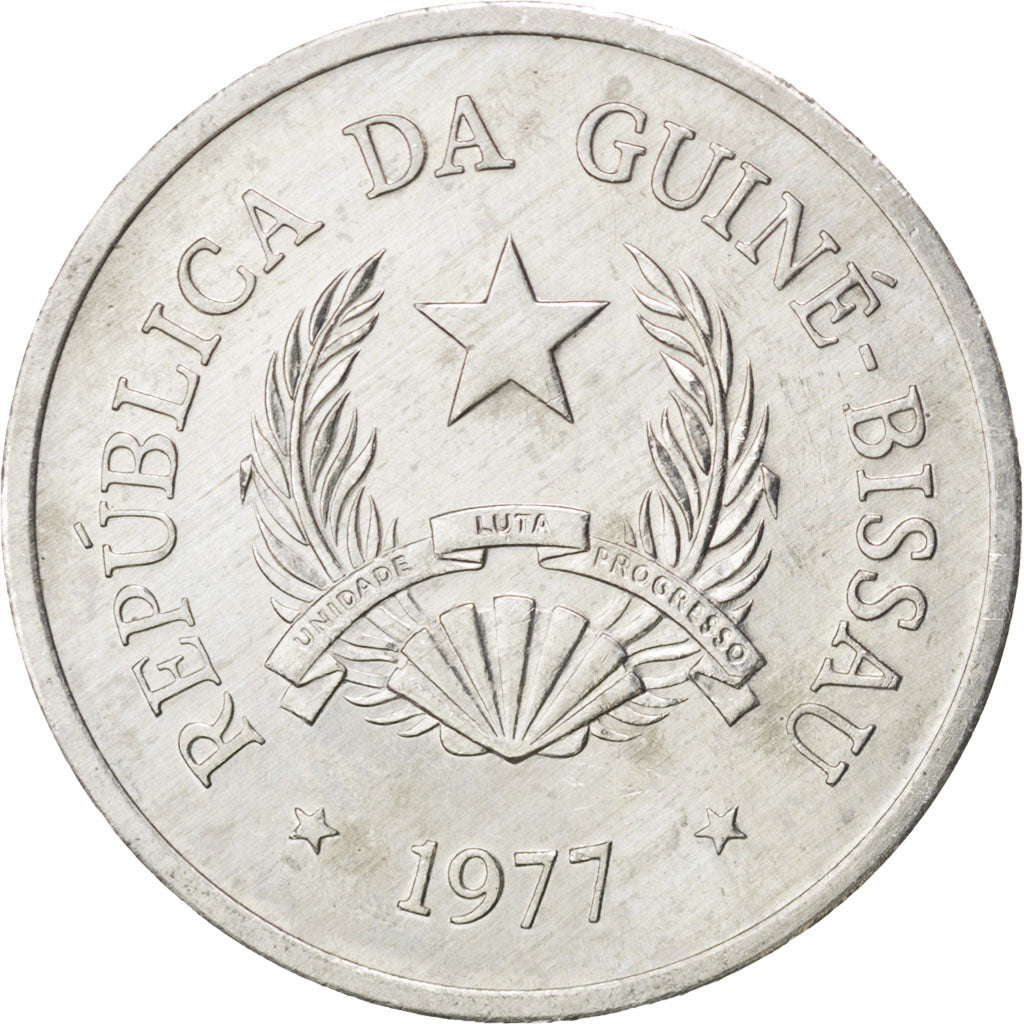 GUINEA-BISSAU, 50 Centavos, 1977, KM #17, AU(55-58), Aluminum, 2.18
