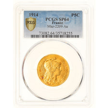 Coin, France, Dupuis, 5 Centimes, 1914, Paris, Epreuve en or, PCGS, SP64