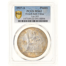 Coin, FRENCH INDO-CHINA, Piastre, 1927, Paris, PCGS, MS63, MS(63), Silver