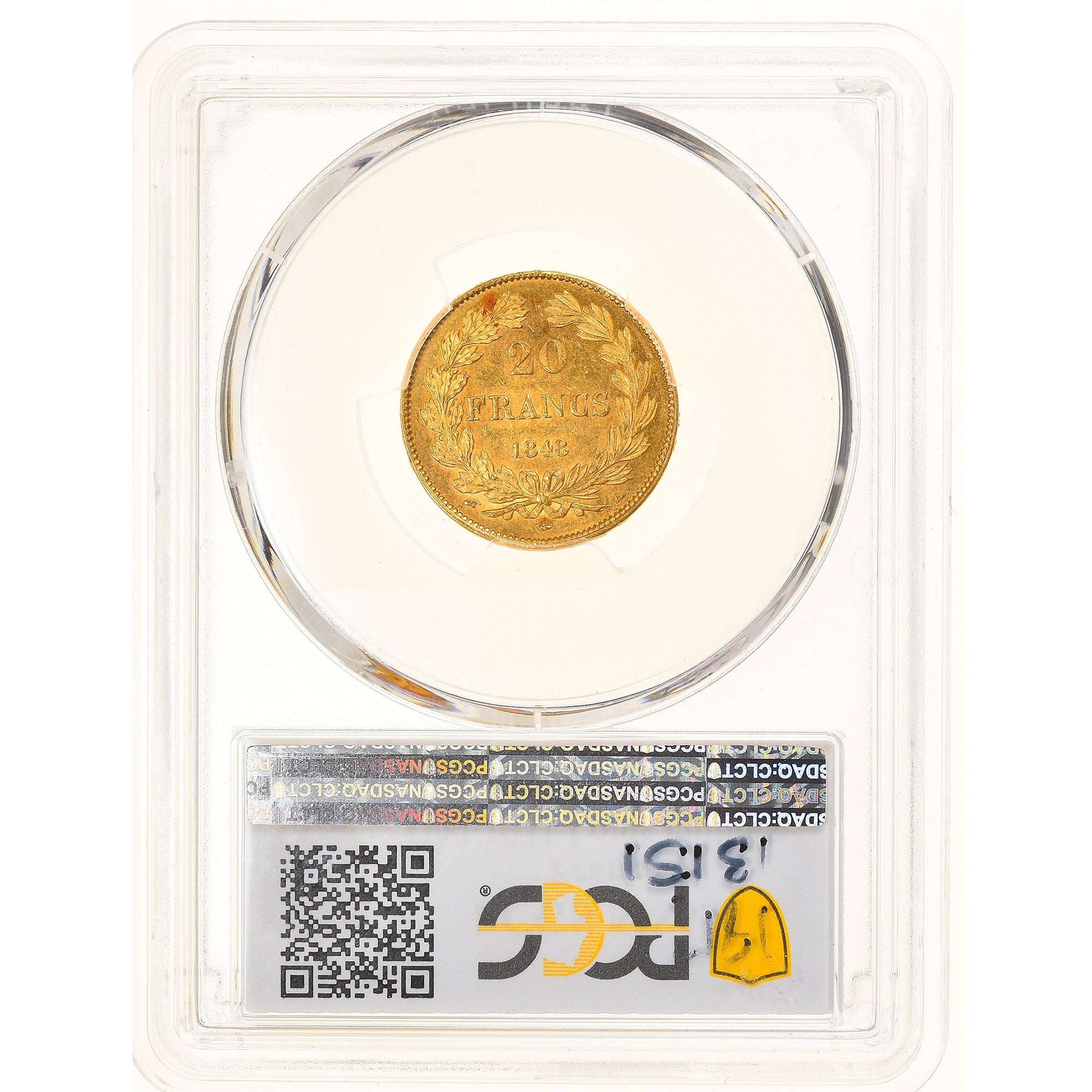 Moneta, Francia, Louis-Philippe, 20 Francs, 1848, Paris, PCGS, MS63, SPL, Oro