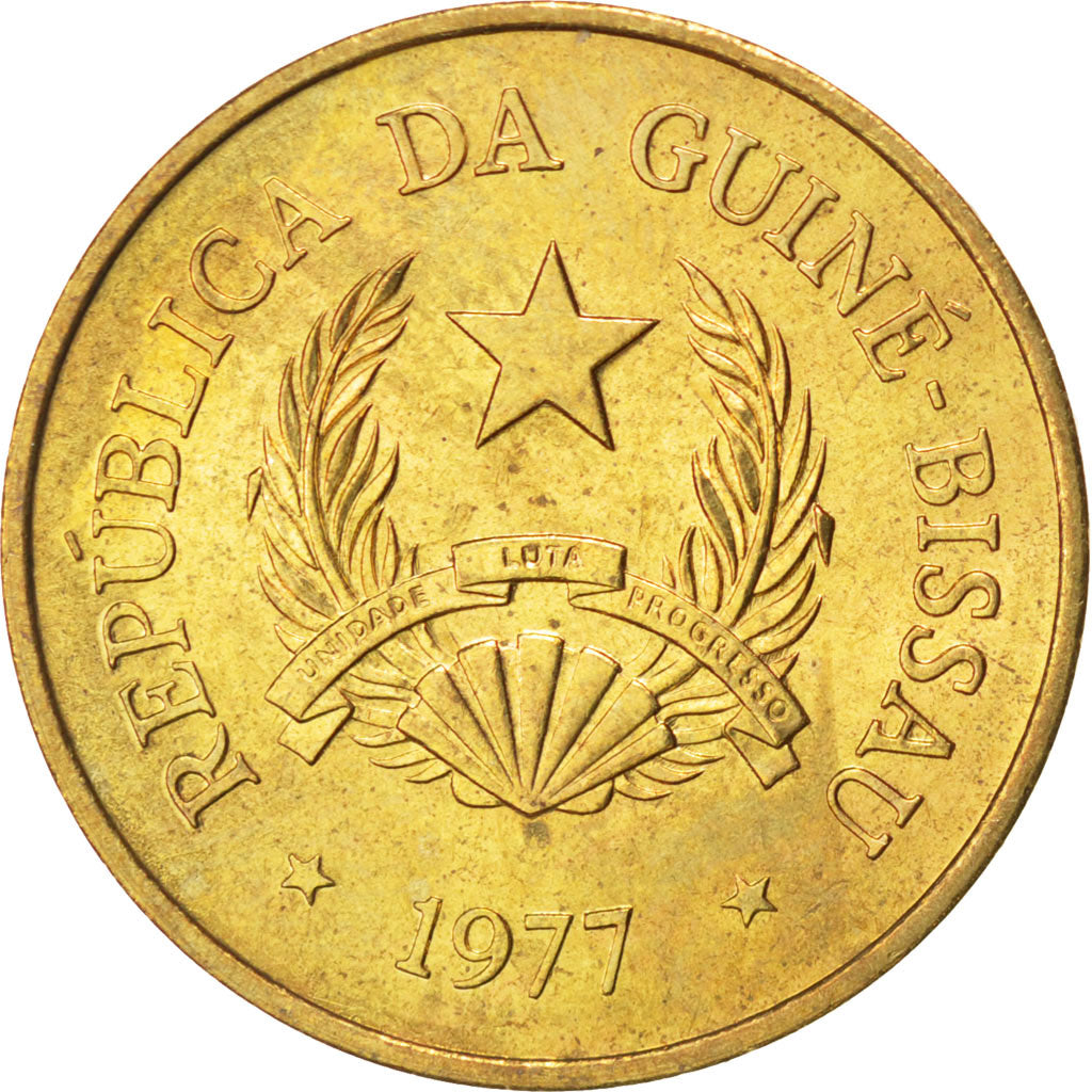 GUINEA-BISSAU, Peso, 1977, KM #18, MS(63), Aluminum-Bronze, 3.98