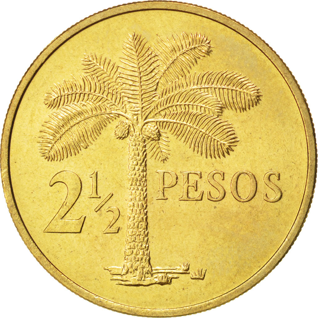 GUINEA-BISSAU, 2-1/2 Pesos, 1977, KM #19, MS(63), Aluminum-Bronze, 6.06