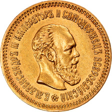 Moneda, Rusia, Alexander III, 5 Roubles, 1888, Saint-Petersburg, MBC, Oro
