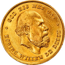 Moeda, Países Baixos, William III, 10 Gulden, 1875, Utrecht, AU(55-58)