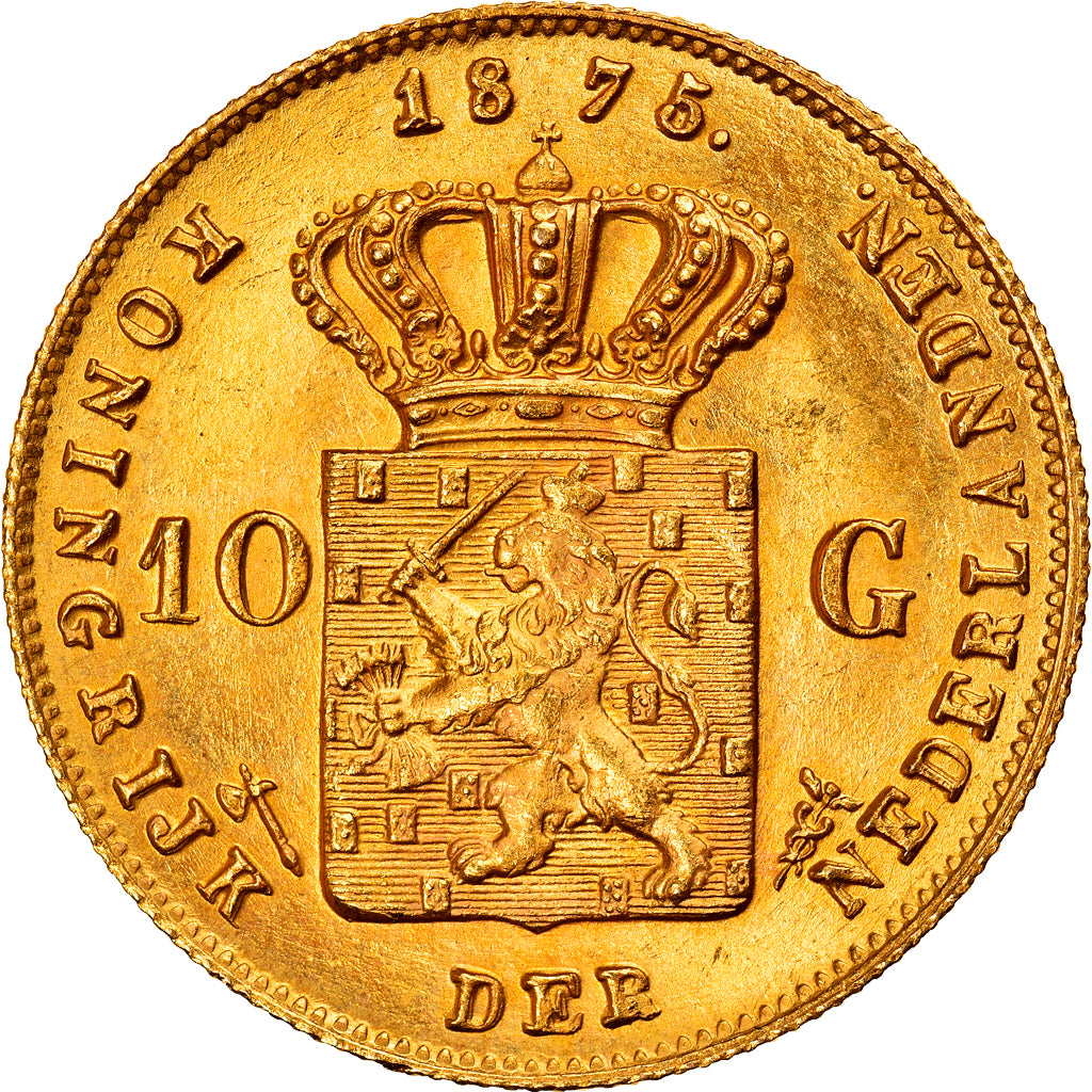 Monnaie, Pays-Bas, William III, 10 Gulden, 1875, Utrecht, SUP, Or, KM:105