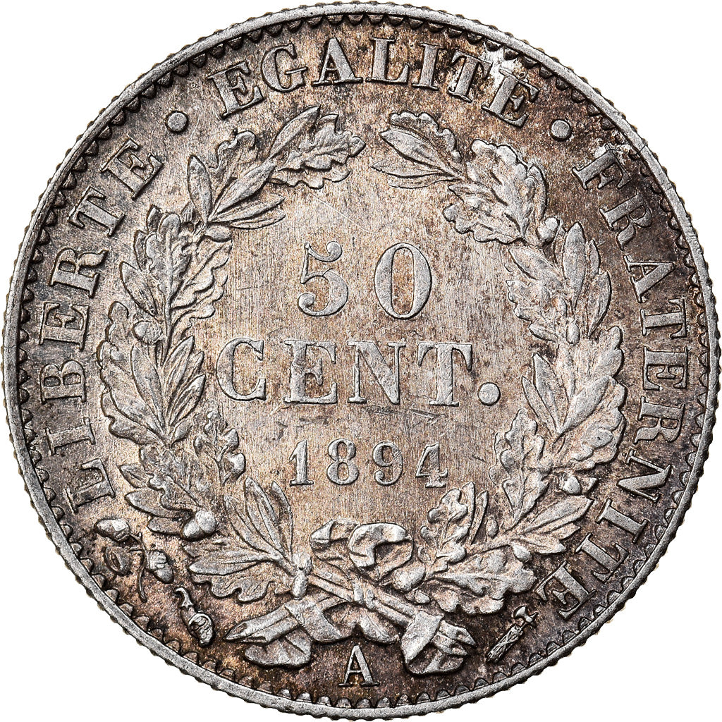 Münze, Frankreich, Cérès, 50 Centimes, 1894, Paris, VZ+, Silber, KM:834.1