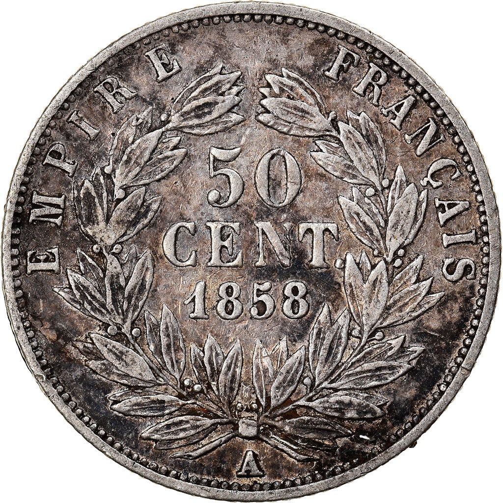 Monnaie, France, Napoleon III, Napoléon III, 50 Centimes, 1858, Paris, TB+