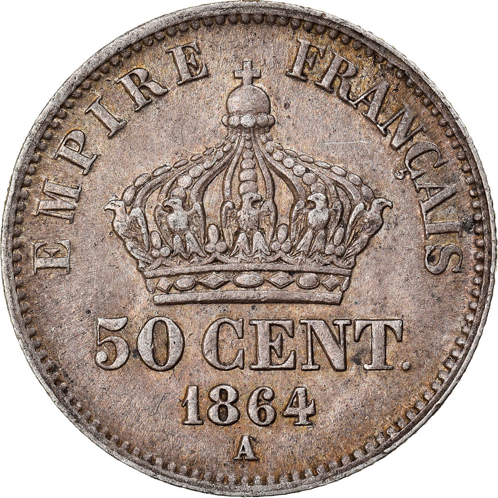 Moneta, Francja, Napoleon III, Napoléon III, 50 Centimes, 1864, Paris