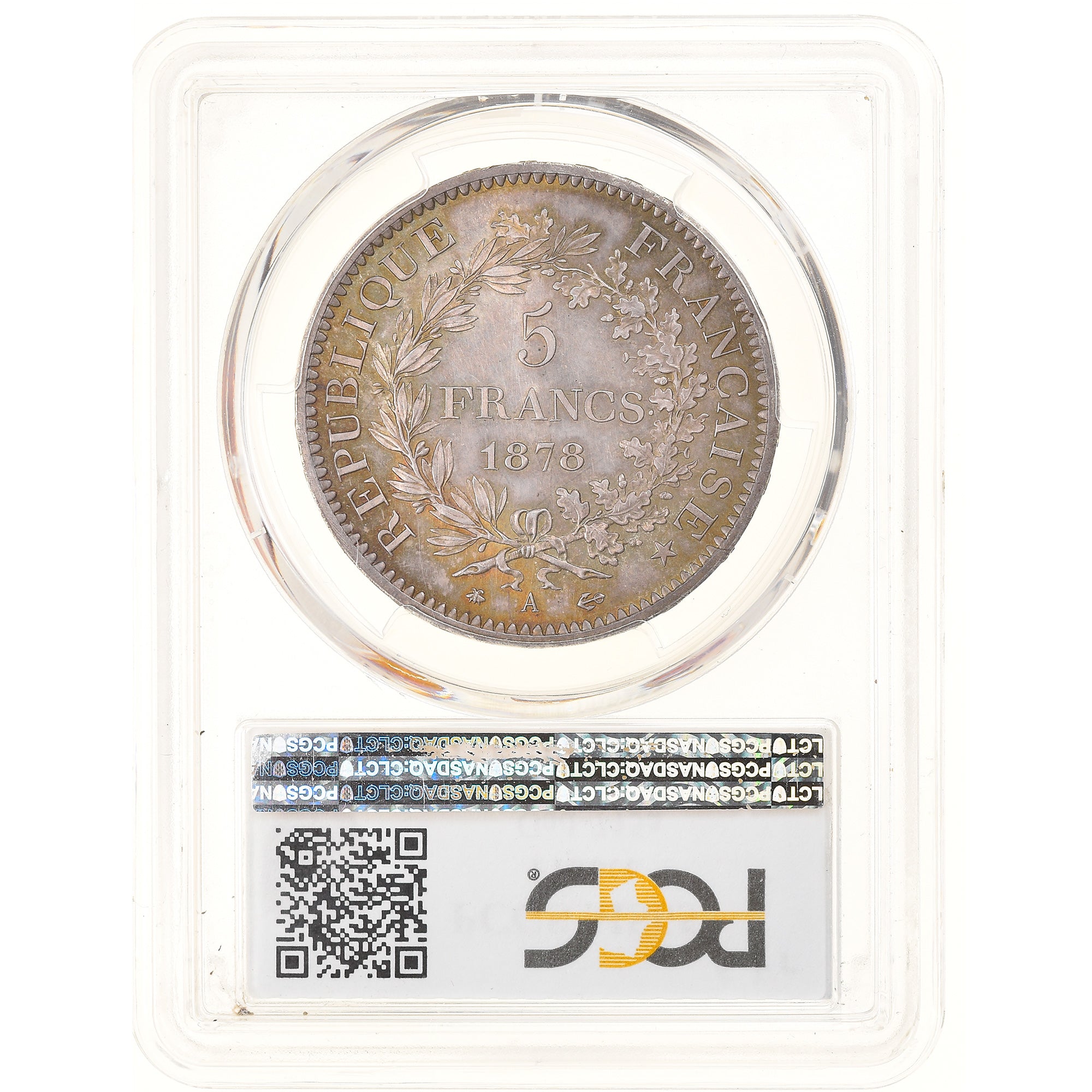 Monnaie, France, Hercule, 5 Francs, 1878, Paris, Rare, PCGS, MS65, FDC, Argent
