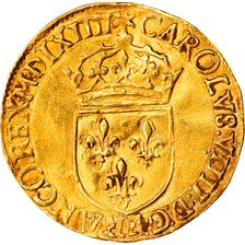 Munten, Frankrijk, Charles IX, Ecu d'or, 1564, La Rochelle, ZF+, Goud