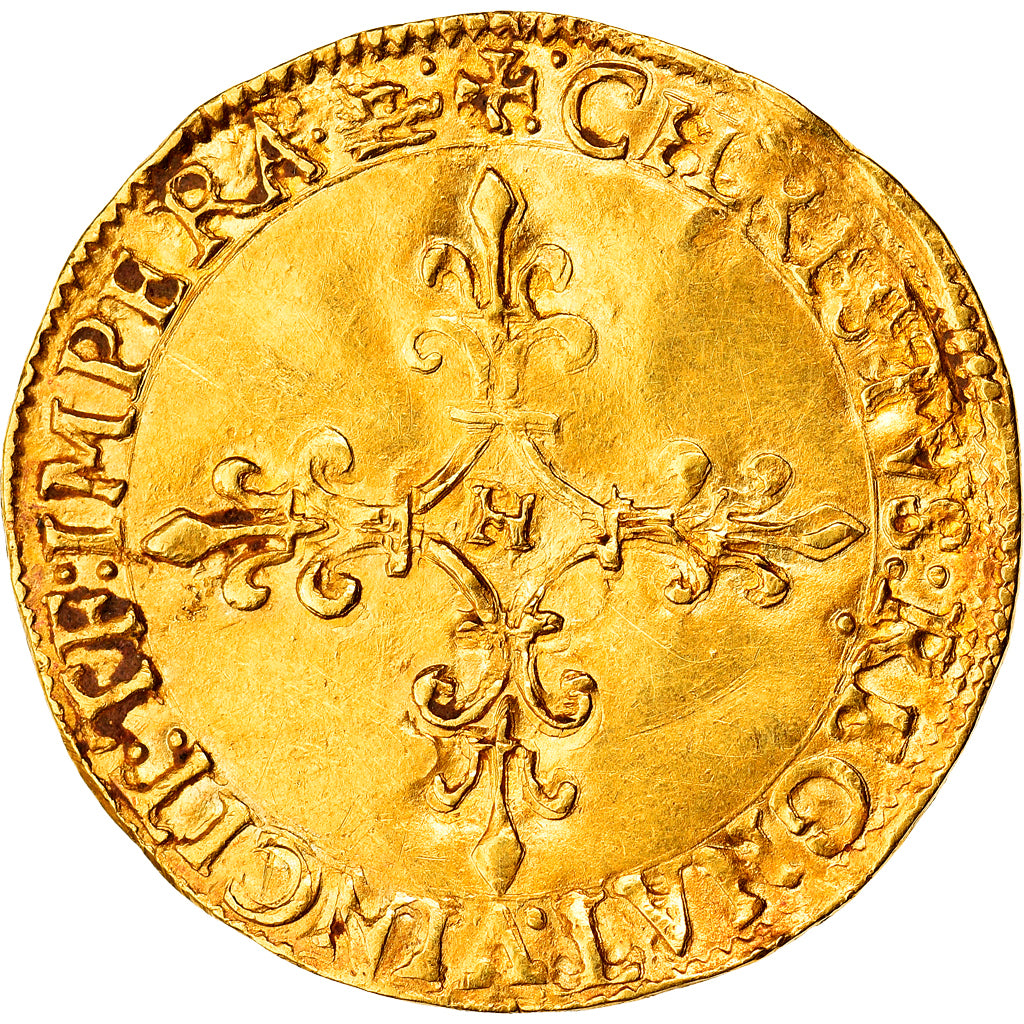 Munten, Frankrijk, Charles IX, Ecu d'or, 1564, La Rochelle, ZF+, Goud