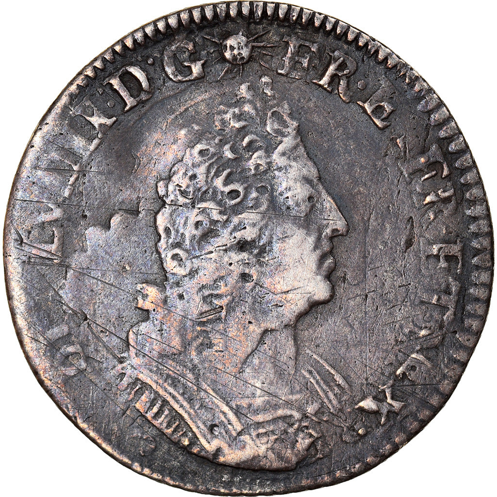 Coin, France, Louis XIV, 1/12 Ecu aux palmes, 1694, Lille, VF(30-35), Silver