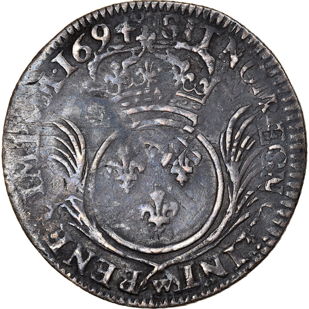 Coin, France, Louis XIV, 1/12 Ecu aux palmes, 1694, Lille, VF(30-35), Silver