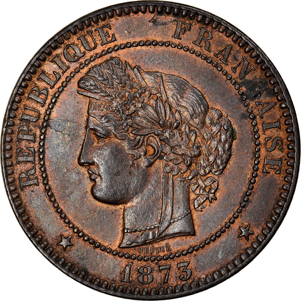 Moneta, Francia, Cérès, 10 Centimes, 1873, Bordeaux, SPL-, Bronzo, KM:815.2