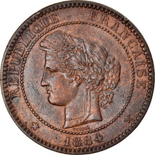 Moeda, França, Cérès, 10 Centimes, 1884, Paris, AU(50-53), Bronze, KM:815.1