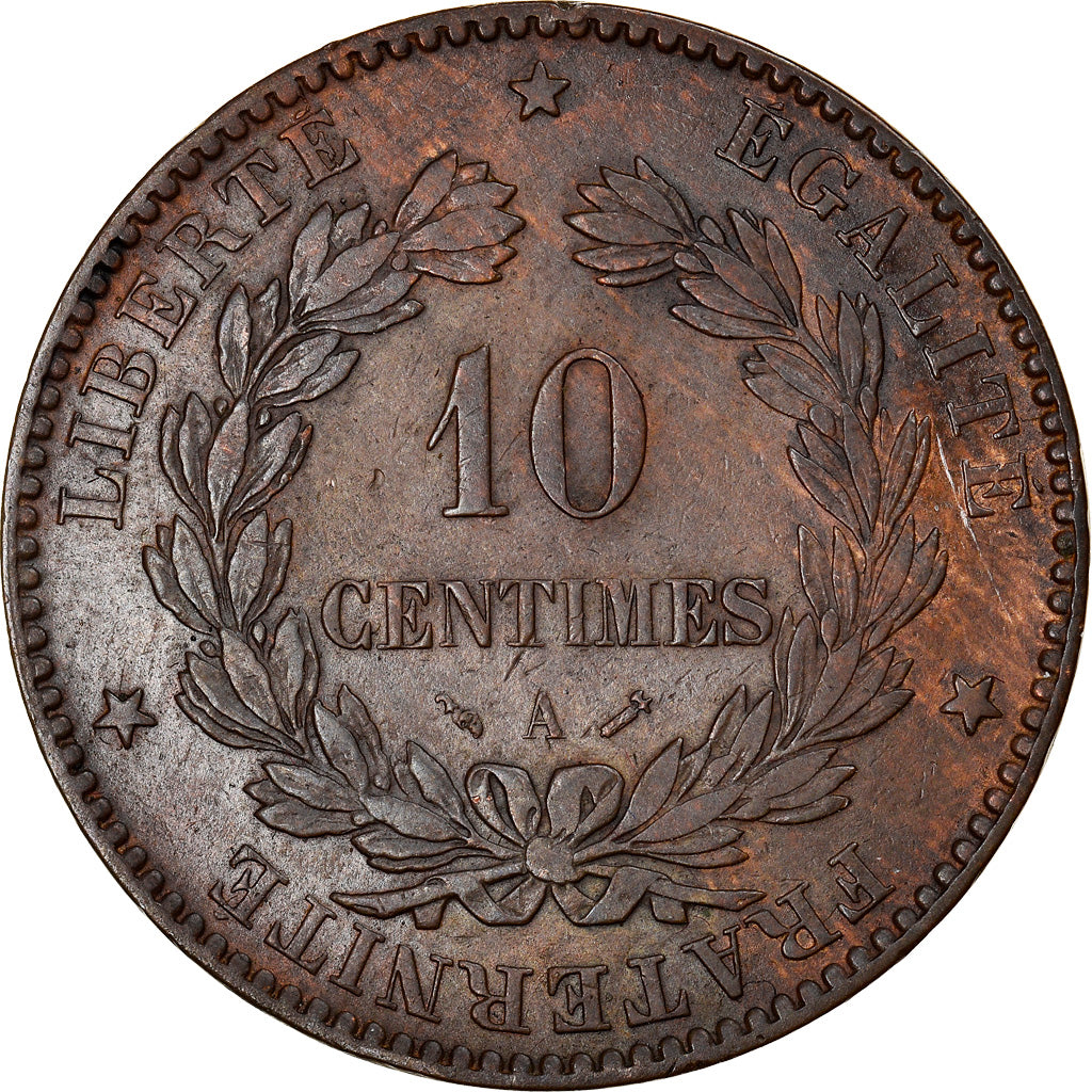 Coin, France, Cérès, 10 Centimes, 1884, Paris, AU(50-53), Bronze, KM:815.1
