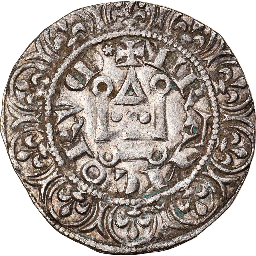 Moneta, Francia, Charles IV, Maille Blanche, BB+, Argento, Duplessy:243D