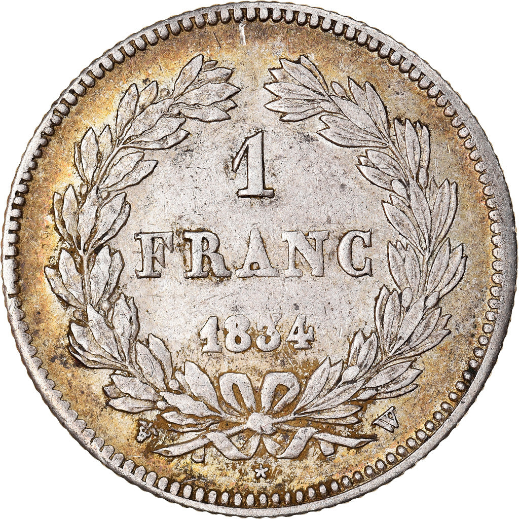 Coin, France, Louis-Philippe, Franc, 1834, Lille, EF(40-45), Silver, KM:748.13