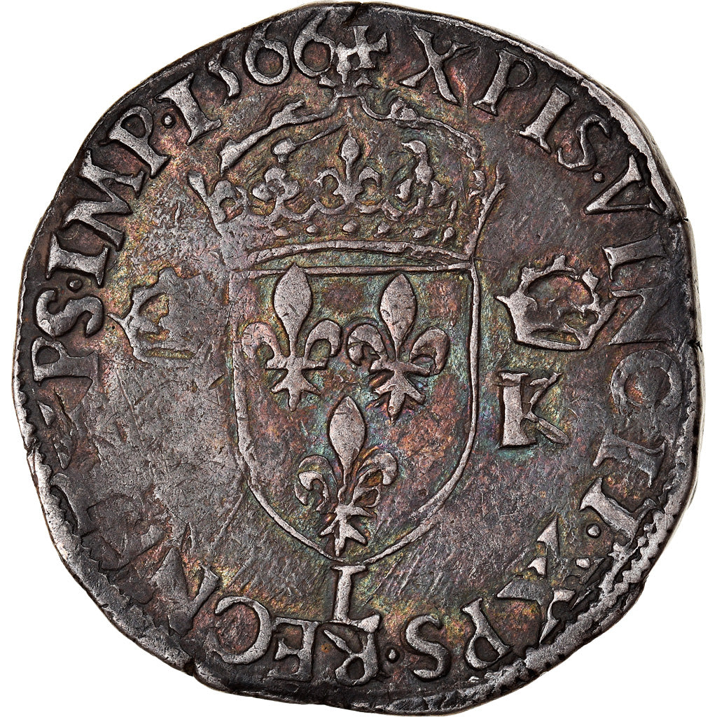 Munten, Frankrijk, Charles IX, Teston, 1566, Bayonne, FR+, Zilver, Sombart:4612