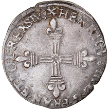 Moneta, Francia, Henri III, 1/4 Ecu, 1588, Toulouse, BB, Argento, Sombart:4662
