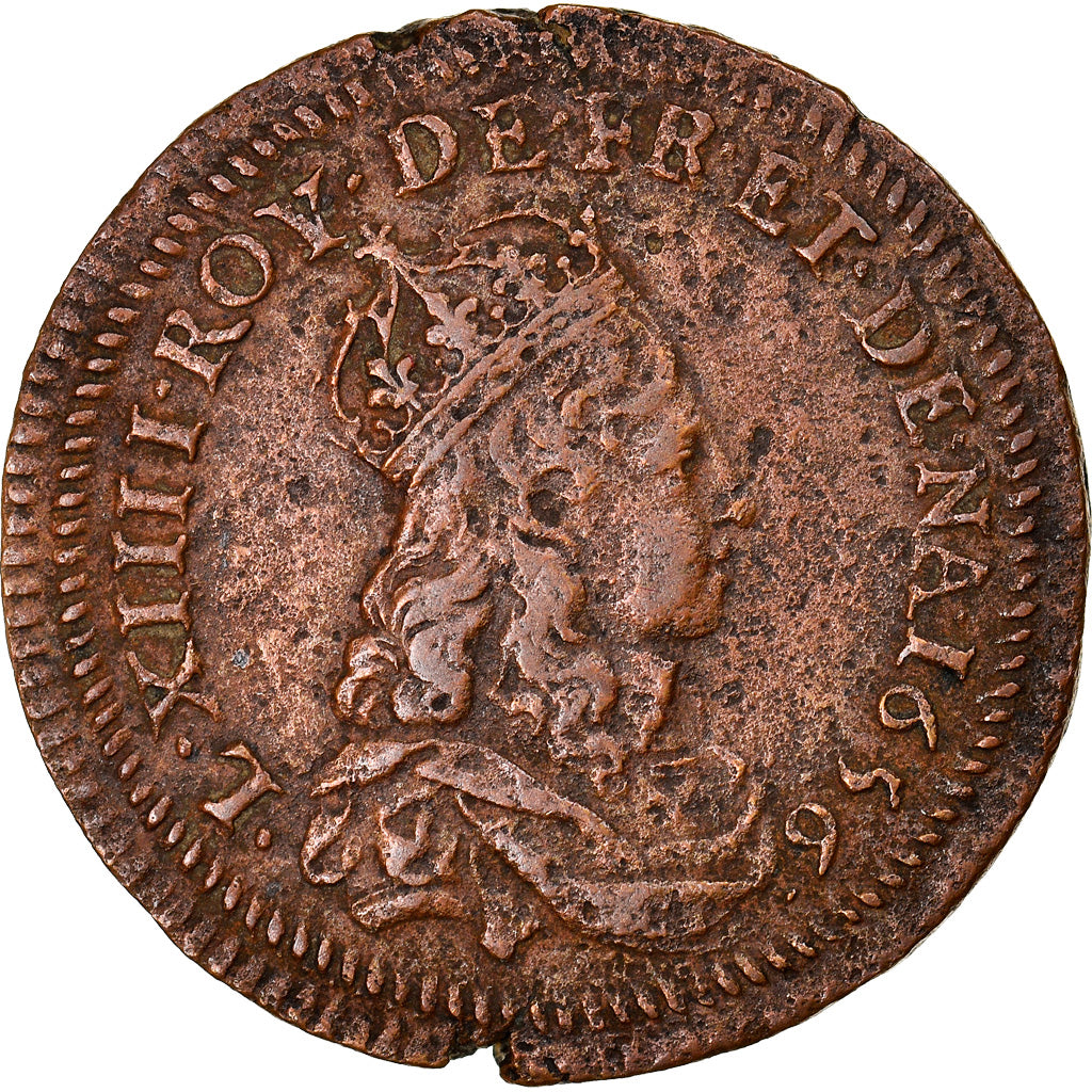 Munten, Frankrijk, Louis XIV, Liard aux quatre lis, Liard, 1657, ZF, Koper