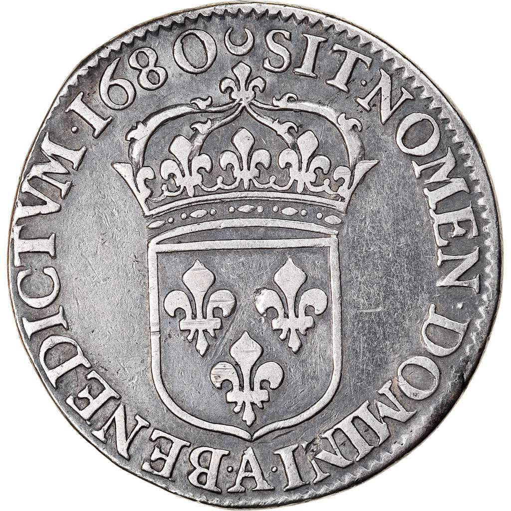 Moneta, Francia, Louis XIV, 1/2 Écu à la cravate, 1/2 Ecu, 1680, Paris, BB