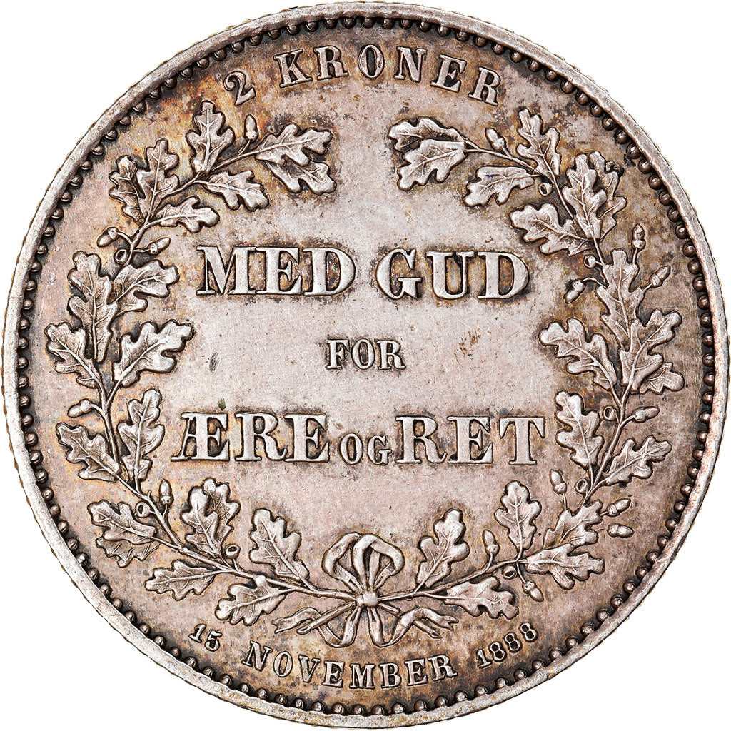 Monnaie, Danemark, Christian IX, 2 Kroner, 1888, Copenhagen, SUP, Argent, KM:799