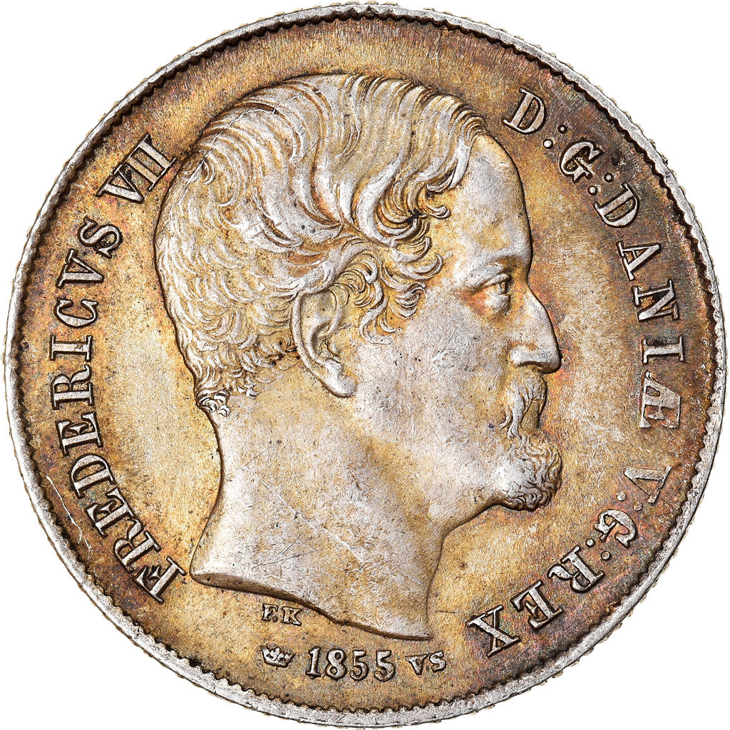 Münze, Dänemark, Frederik VII, 1/2 Rigsdaler, 1855, VZ, Silber, KM:759