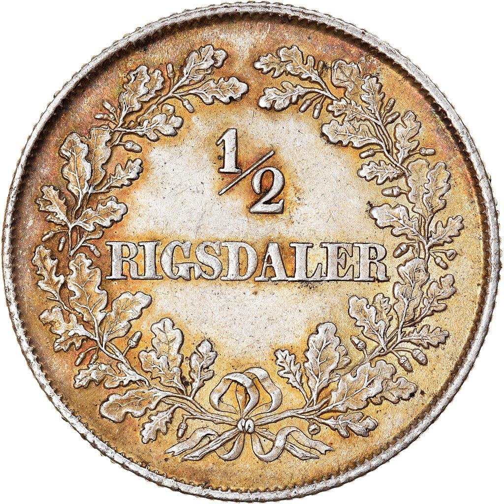 Münze, Dänemark, Frederik VII, 1/2 Rigsdaler, 1855, VZ, Silber, KM:759
