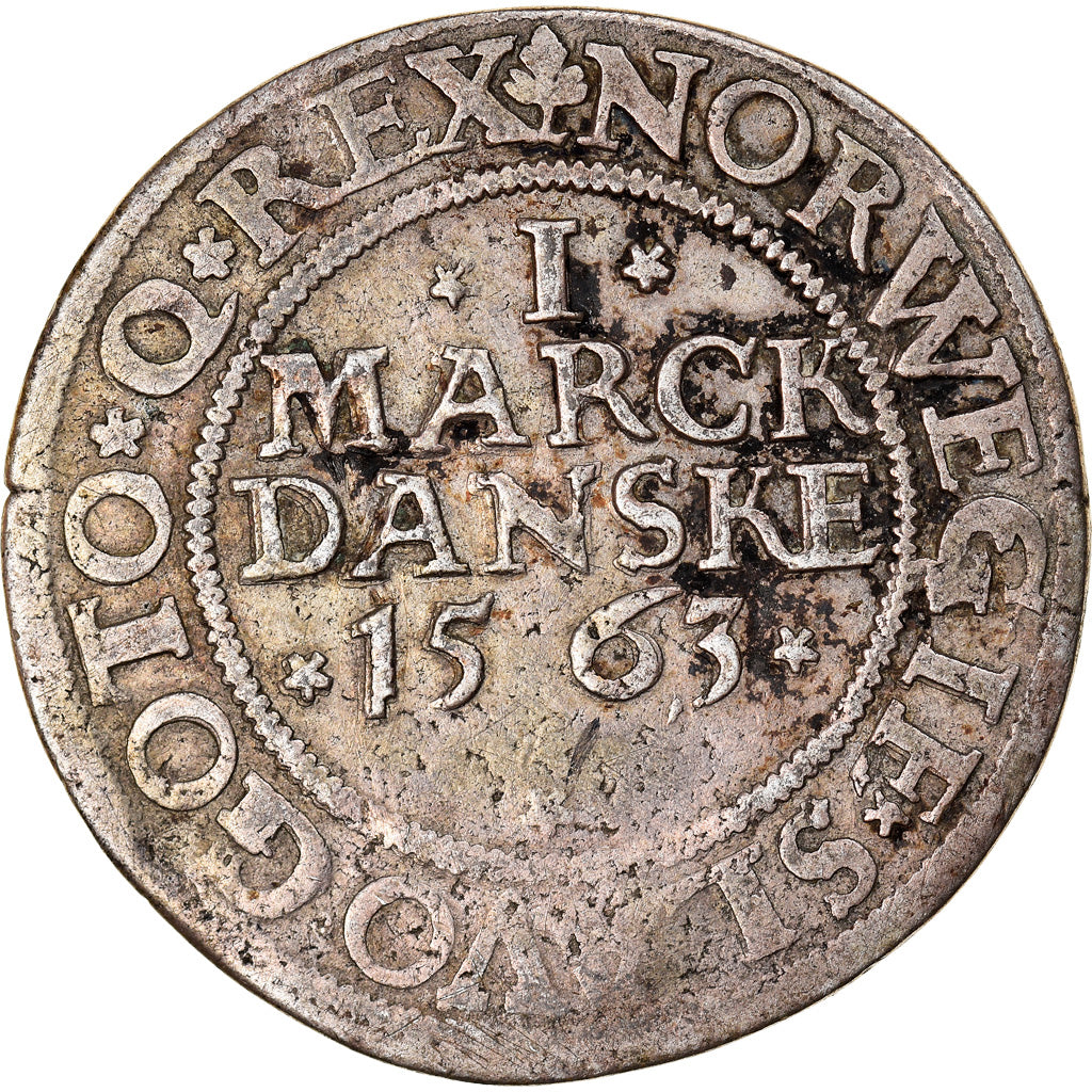 Coin, Denmark, Frederik II, Marck, 1563, EF(40-45), Silver