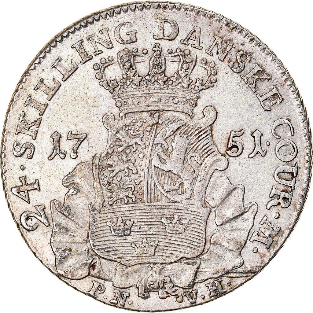 Coin, Denmark, Frederik V, 24 Skilling, 1751, Copenhagen, AU(50-53), Silver