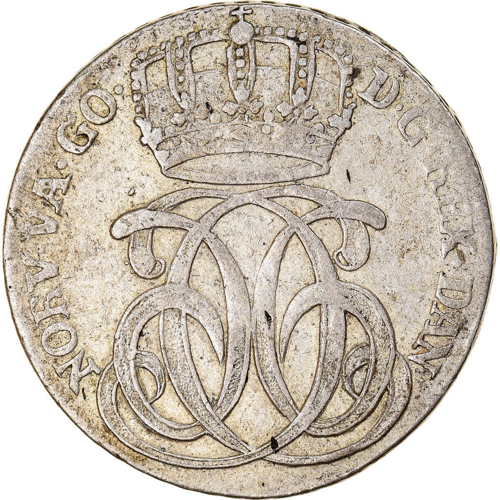 Moneta, Norvegia, Christian VI, 24 Skilling, 1744, MB+, Argento, KM:232.3