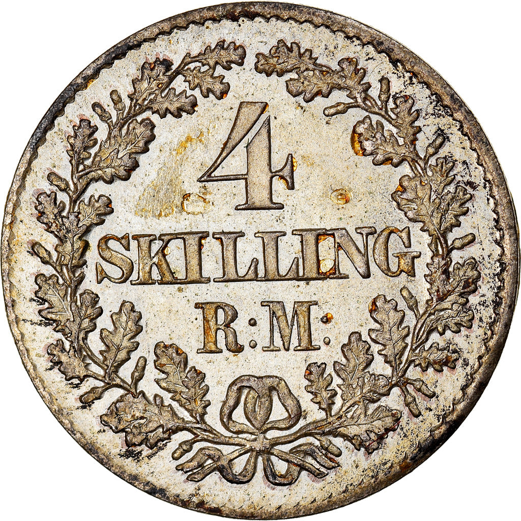 Münze, Dänemark, Christian IX, 4 Skilling Rigsmont, 1872, Copenhagen, VZ