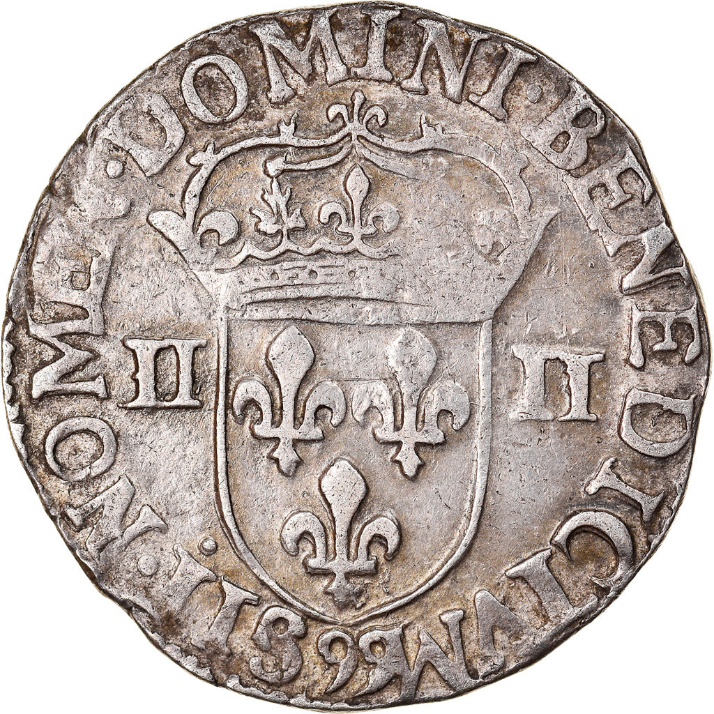 Moneda, Francia, Charles X, 1/4 Ecu, 1596, Dinan, MBC, Plata, Sombart:4670