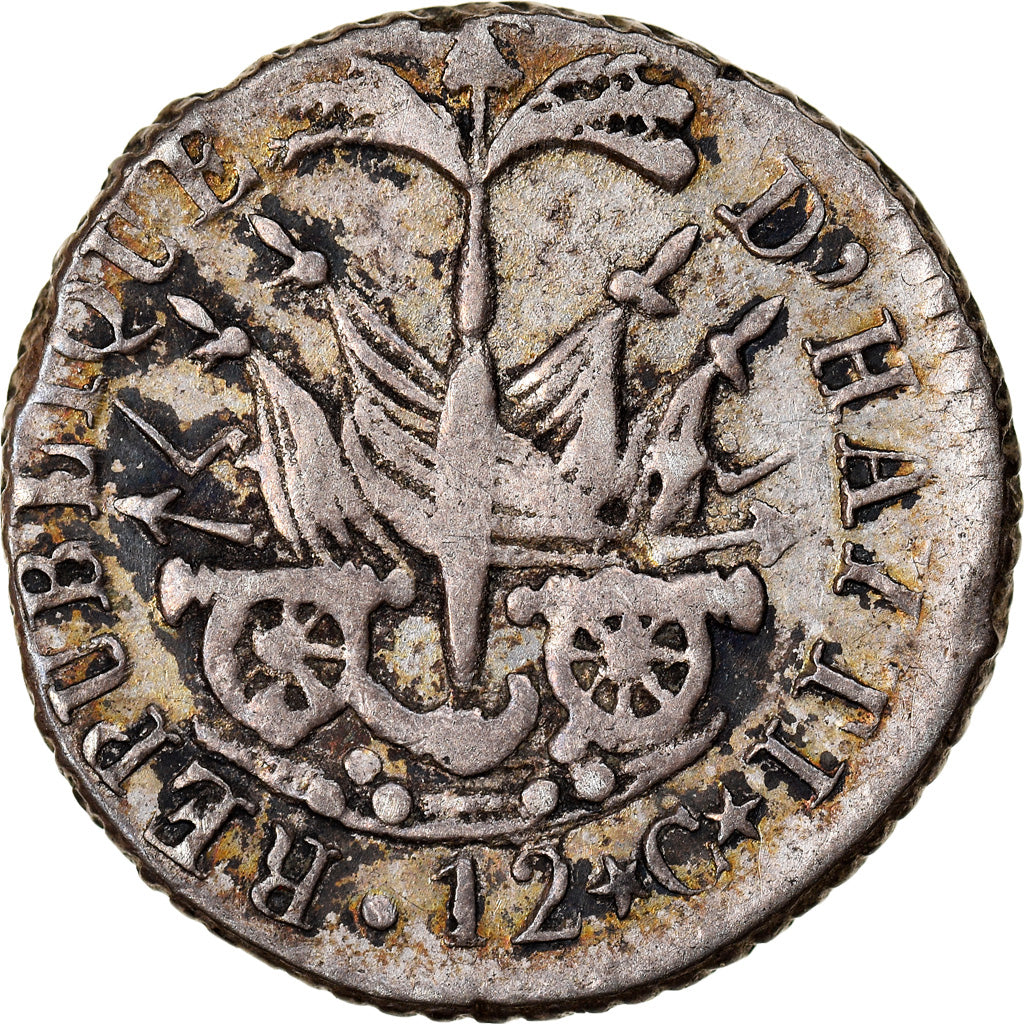 Coin, Haiti, Alexandre Petion, 25 Centimes, An 14 (1817), AU(50-53), Silver