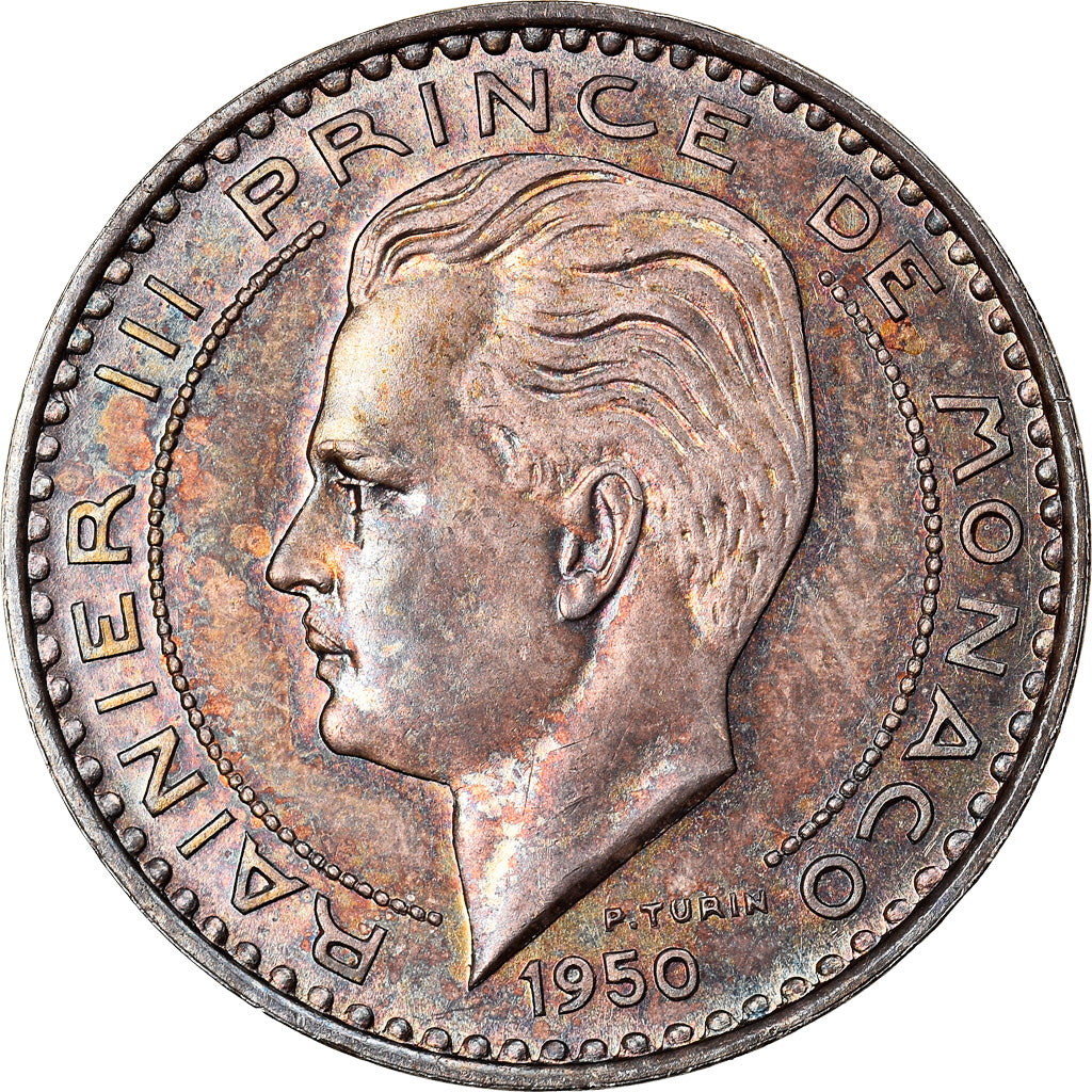 Coin, Monaco, Rainier III, 20 Francs, 1950, Paris, ESSAI, MS(63), Silver