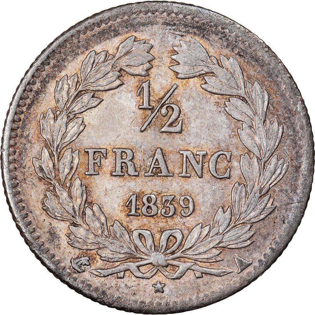 Münze, Frankreich, Louis-Philippe, 1/2 Franc, 1839, Paris, SS+, Silber