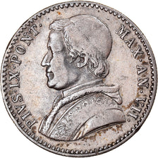Monnaie, États italiens, PAPAL STATES, Pius IX, 20 Baiocchi, 1853, Rome, TTB